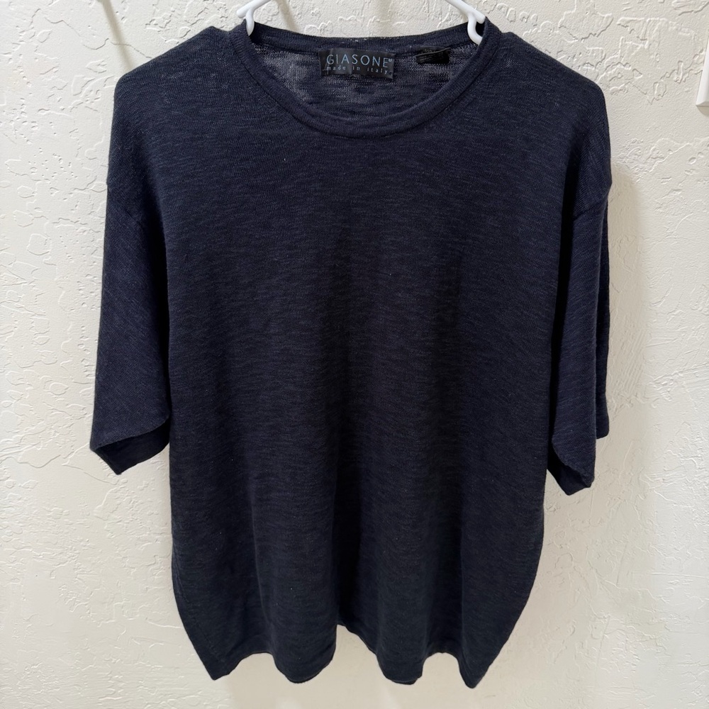 Giasone Made in Italy Women’s Navy Blue Short Sleeve Sweater - Medium